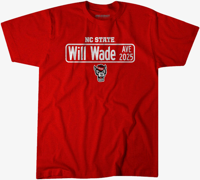 NC State Wolfpack Red Will Wade Avenue Street Sign T-Shirt