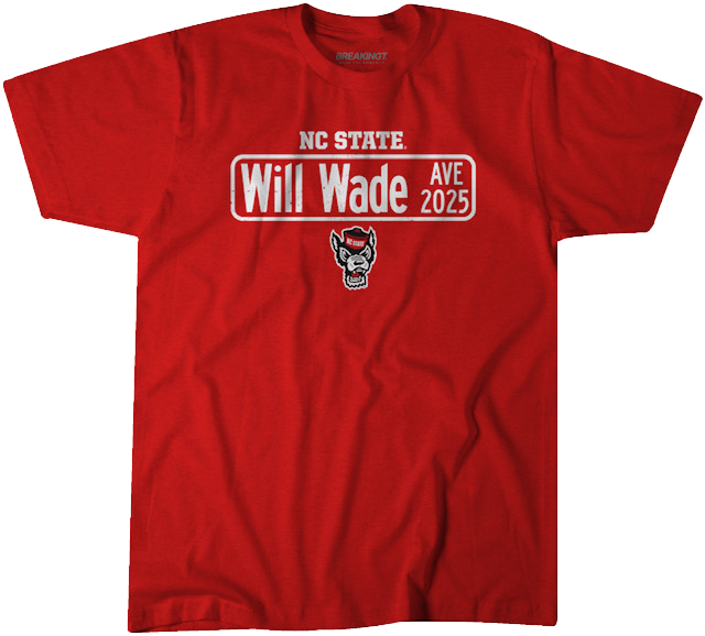 NC State Wolfpack Red Will Wade Avenue Street Sign T-Shirt