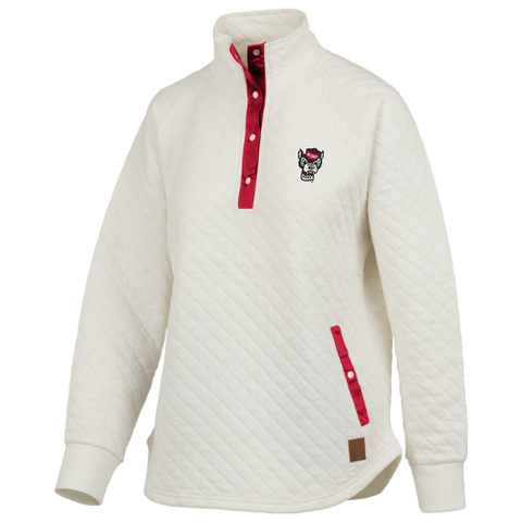 NC State Wolfpack Women's Ivory Claire Quilted Snap Henley