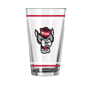 NC State Wolfpack 16 oz Stripe Wolfhead Pint Glass