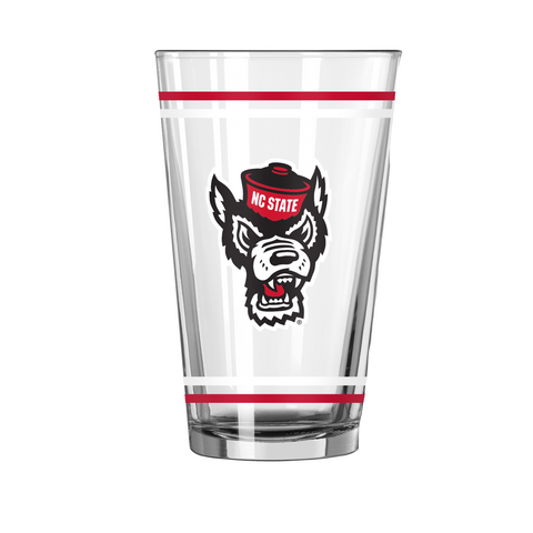 NC State Wolfpack 16 oz Stripe Wolfhead Pint Glass