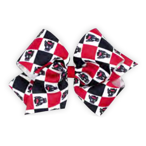 NC State Wolfpack Medium Wolfhead Checkered Print Hair Bow