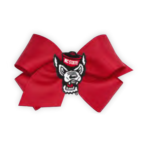 NC State Wolfpack Medium Red Wolfhead Hair Bow