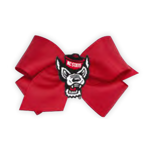 NC State Wolfpack Medium Red Wolfhead Hair Bow