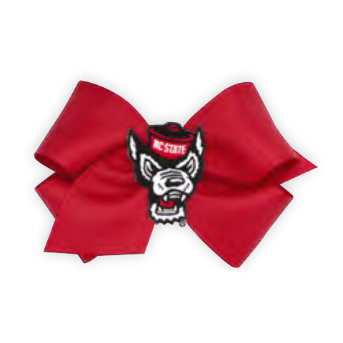 NC State Wolfpack Medium Red Wolfhead Hair Bow