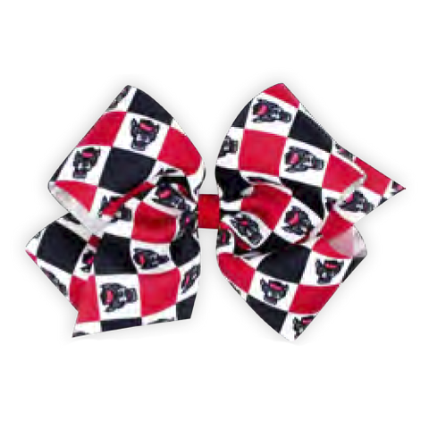 NC State Wolfpack Medium Wolfhead Checkered Print Hair Bow