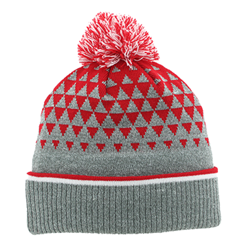 NC State Wolfpack Wolfhead Triangle Pattern Cuff Pom Beanie