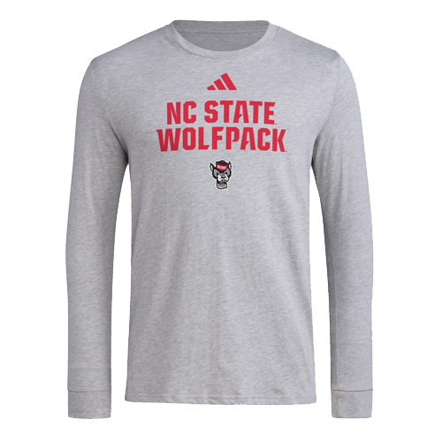 NC State Wolfpack adidas Grey Stacked Wolfhead Long Sleeve T-Shirt
