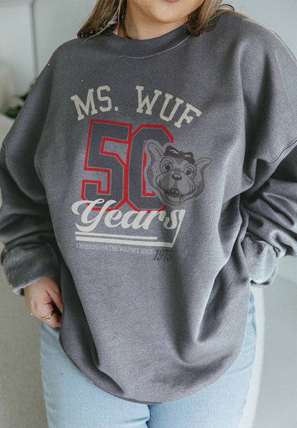 NC State Wolfpack Comfort Colors Ms. Wuf 50 Years Crewneck Sweatshirt