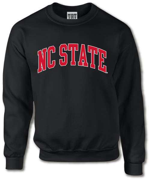 NC State Wolfpack Black Arched Heat Sealed NC State Crewneck Sweatshirt
