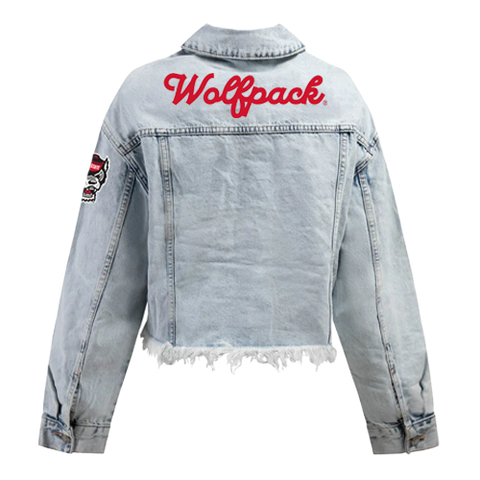 NC State Wolfpack Hype and Vice Cropped Washed Denim Jean Jacket