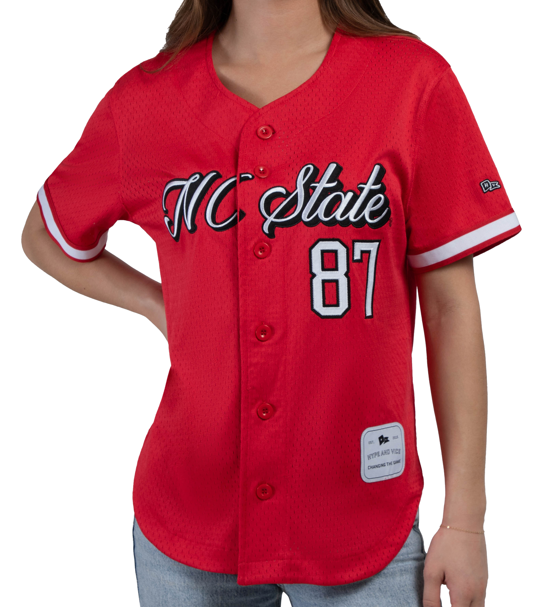 NC State Wolfpack Hype and Vice Women's Red Baseball Jersey