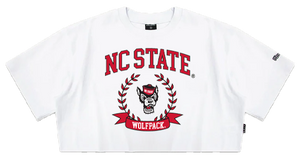 NC State Wolfpack Hype and Vice Women's White Track Crop Top