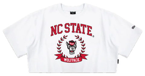 NC State Wolfpack Hype and Vice Women's White Track Crop Top