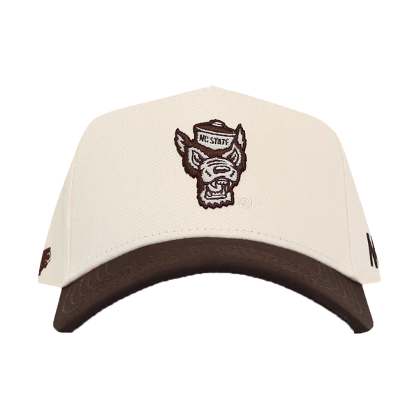 NC State Wolfpack Espresso Wolfhead w/ Embroidered State Outline Adjustable Hat