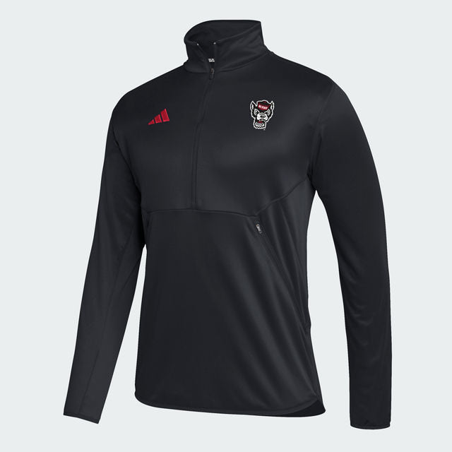 NC State Wolfpack adidas Black Wolfhead 1/4 Zip Knit Jacket