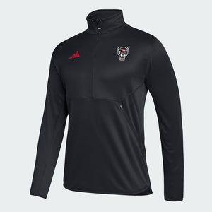 NC State Wolfpack adidas Black Wolfhead 1/4 Zip Knit Jacket