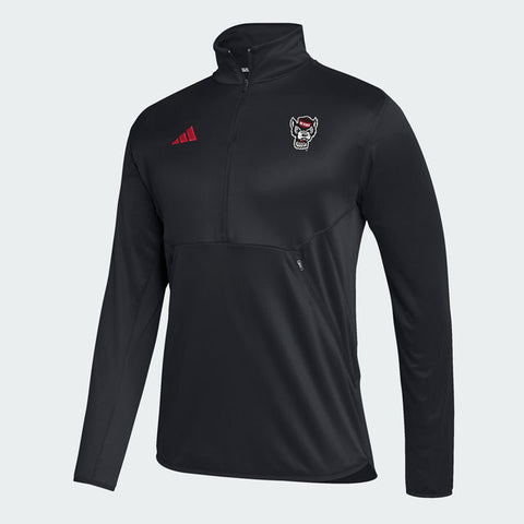 NC State Wolfpack adidas Black Wolfhead 1/4 Zip Knit Jacket