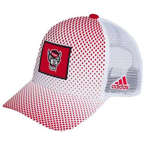 NC State Wolfpack Adidas Red and White Foam Trucker Patch Adjustable Hat