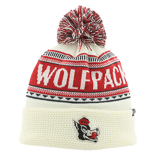 NC State Wolfpack Vault Slobbering Wolf Knit Cuff Pom Beanie