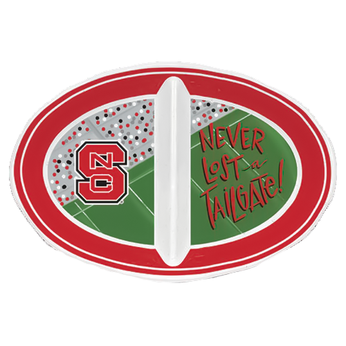 NC State Wolfpack "Never Lost A Tailgate" 2 Section Melamine Platter