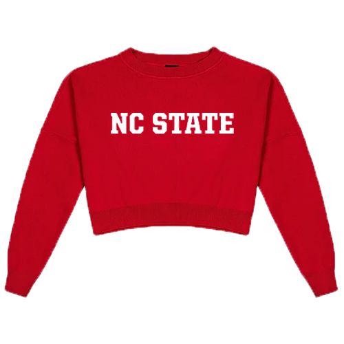 NC State Wolfpack Women's Red Ivy Knit Cropped Sweater