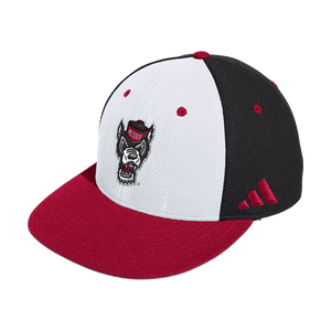 NC State Wolfpack Adidas Red White and Black Wolfhead On Field Mesh Fitted Hat