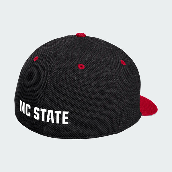 NC State Wolfpack Adidas Red White and Black Wolfhead On Field Mesh Fitted Hat