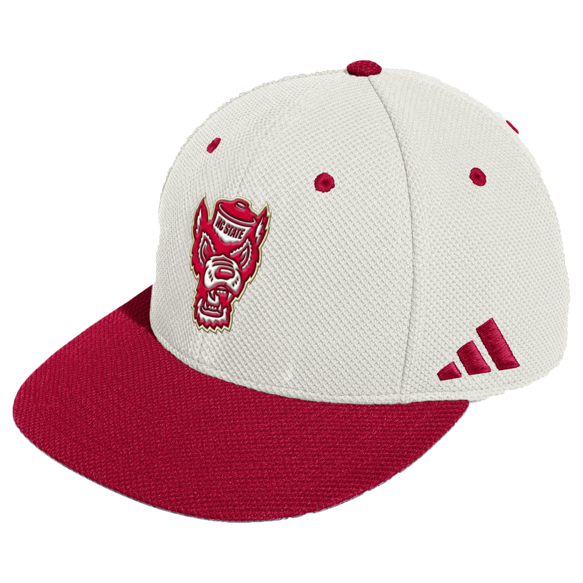 NC State Wolfpack Adidas Gold Standard Cream On Field Mesh Fitted Hat