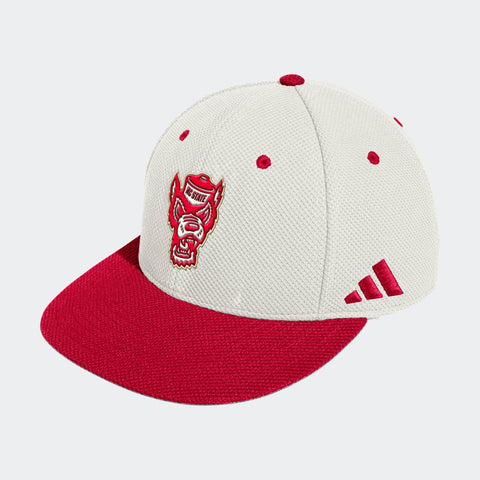 NC State Wolfpack Adidas Gold Standard Cream On Field Mesh Fitted Hat