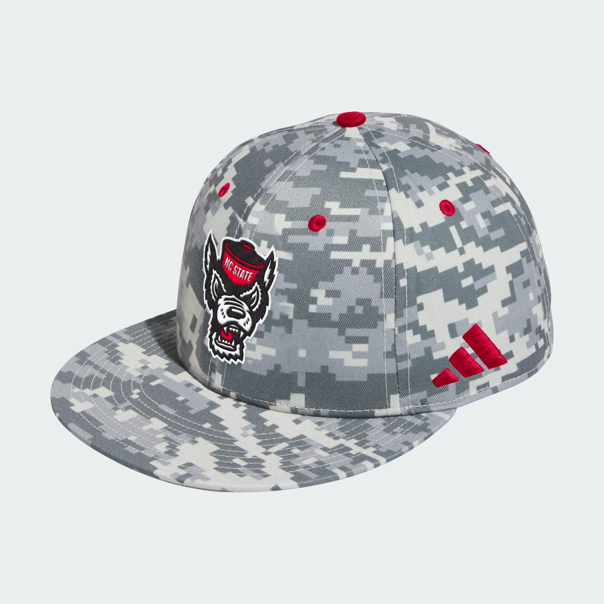 NC State Wolfpack Adidas Digital Camo Wolfhead Baseball Fitted Wool Flatbill Hat
