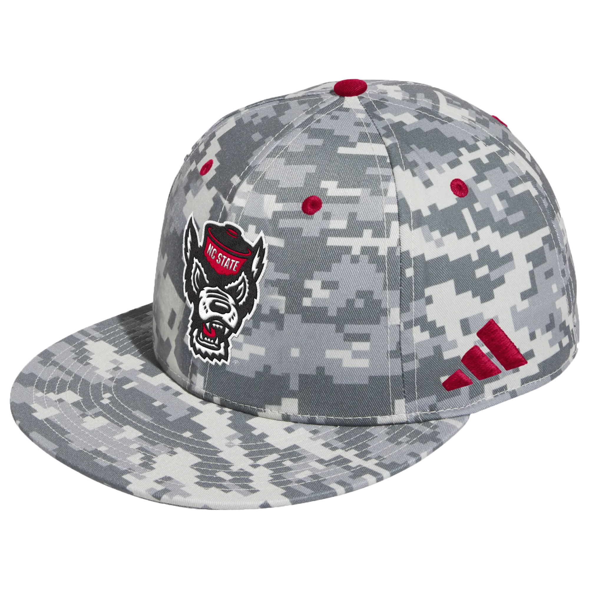 NC State Wolfpack Adidas Digital Camo Wolfhead Baseball Fitted Wool Flatbill Hat