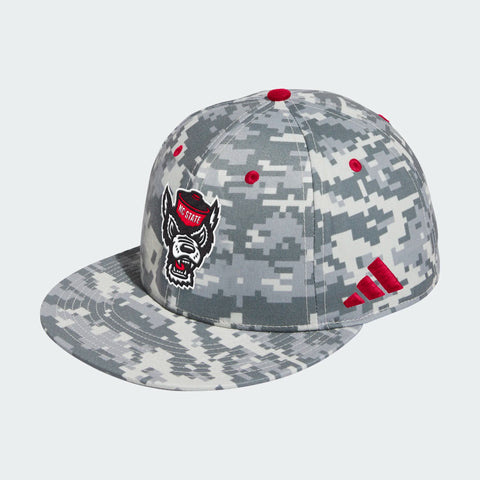 NC State Wolfpack Adidas Digital Camo Wolfhead Baseball Fitted Wool Flatbill Hat