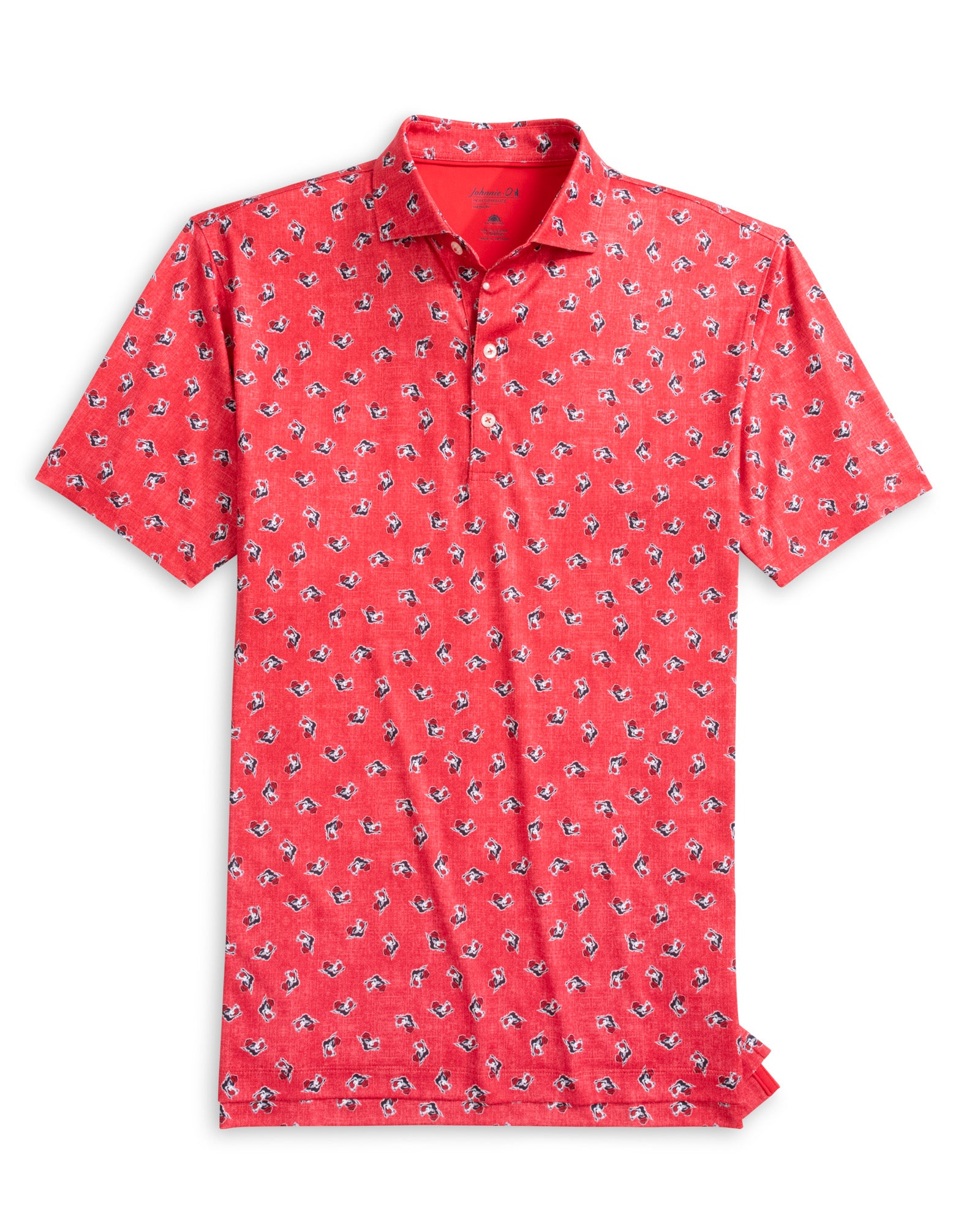 NC State Wolfpack Johnnie O Red Slobbering Wolf Exeter Golf Shirt