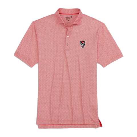 NC State Wolfpack Johnnie-O Wolfhead Red and White Hinson Performance Polo