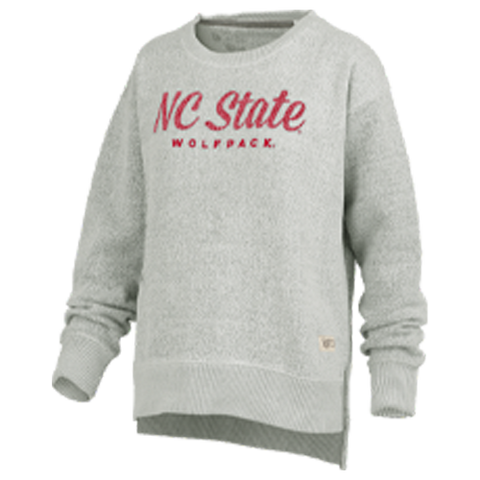 NC State Wolfpack Women's Oatmeal Torrington Amore Terry Fleece Crewneck