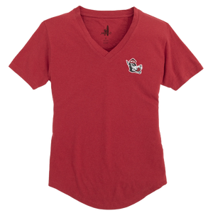NC State Wolfpack johnnie-O Women's Red Slobbering Wolf Meredith V-Neck Tee