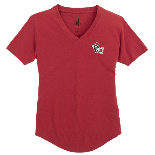 NC State Wolfpack johnnie-O Women's Red Slobbering Wolf Meredith V-Neck Tee