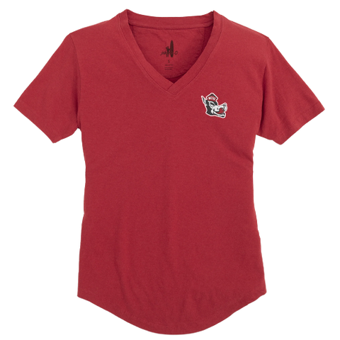 NC State Wolfpack johnnie-O Women's Red Slobbering Wolf Meredith V-Neck Tee