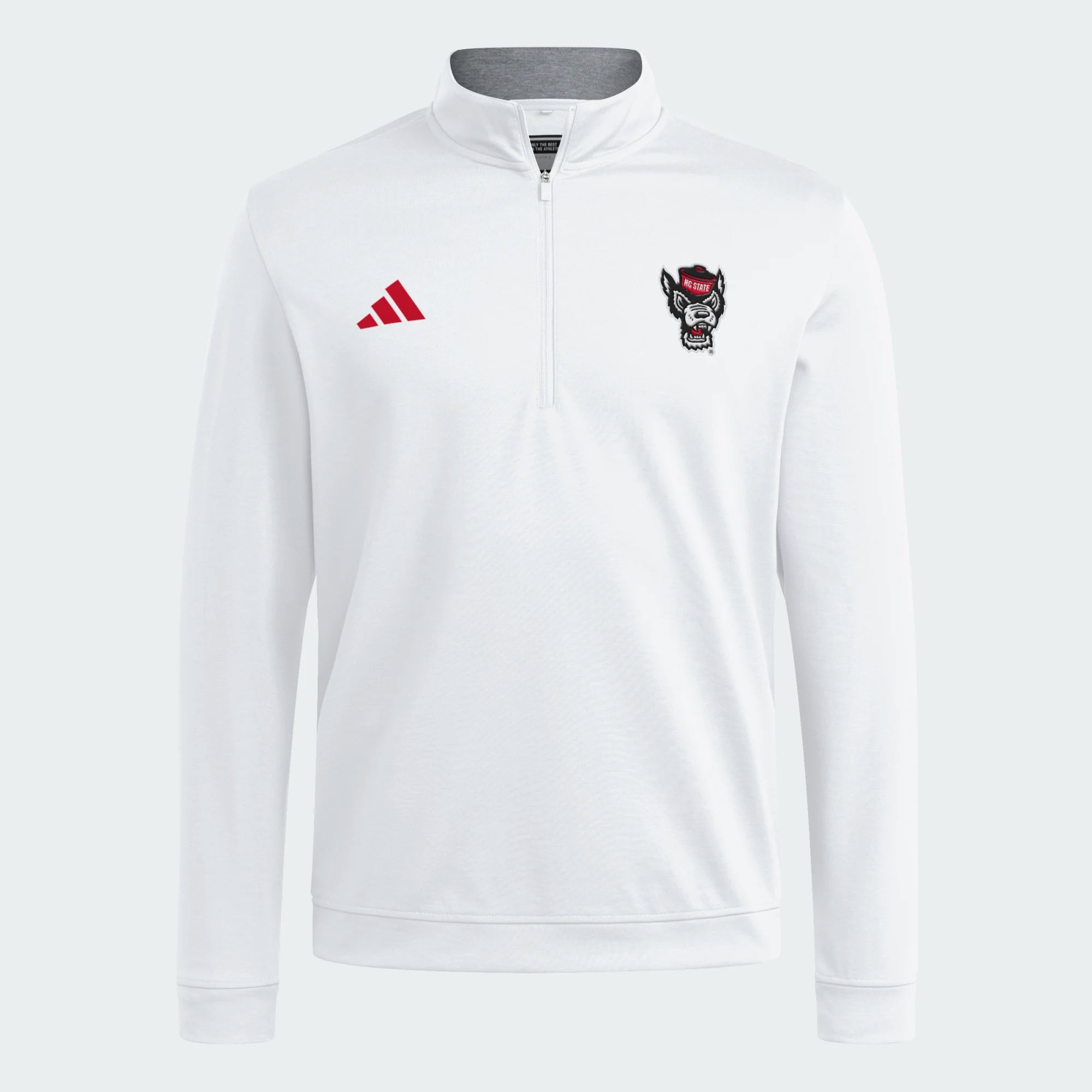 NC State Wolfpack adidas 2025 White Wolfhead Elevated 1/4 Zip