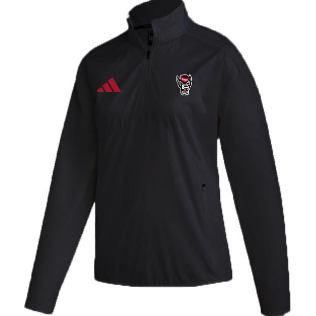 NC State Wolfpack adidas Black Wolfhead 1/4 Zip Woven Jacket