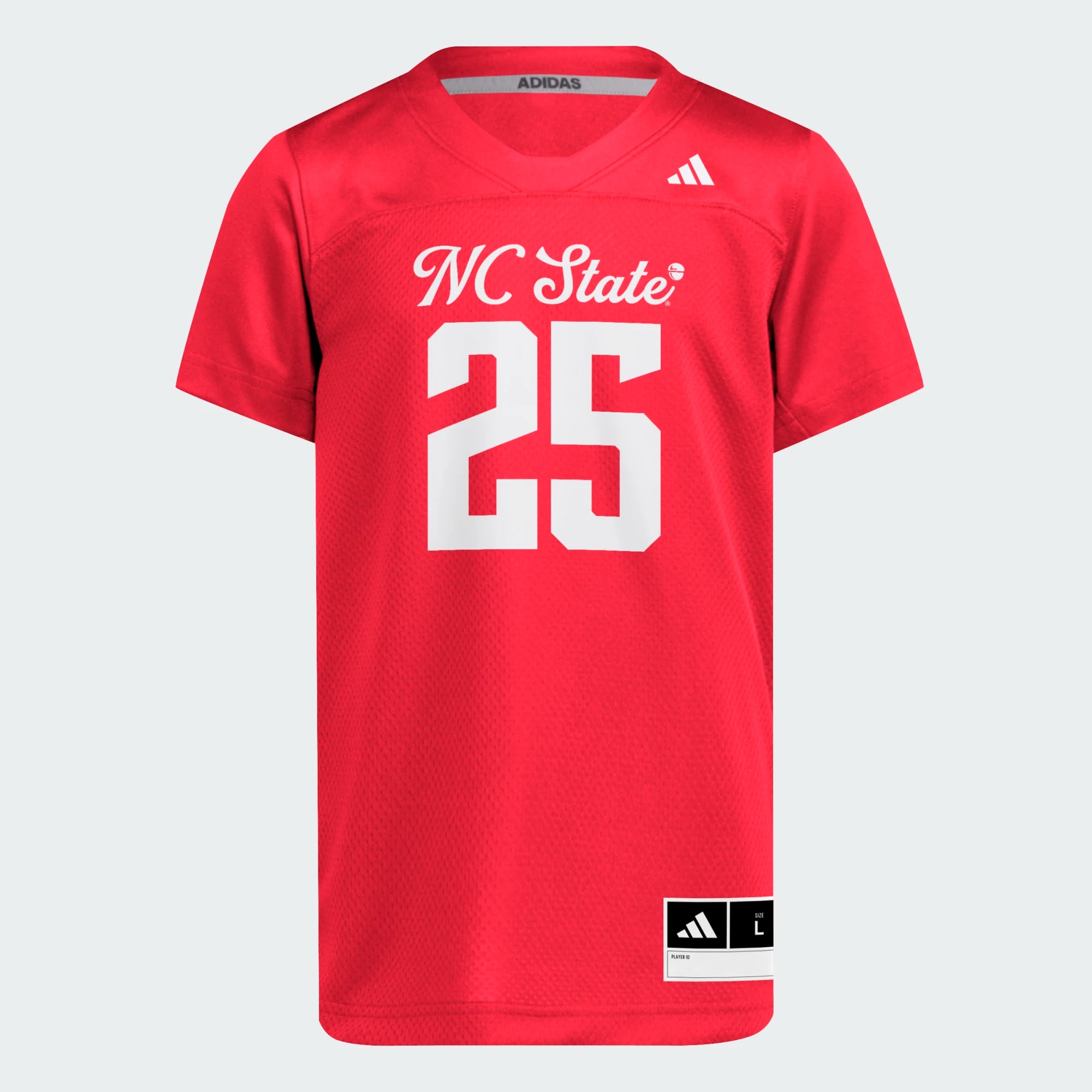 NC State Wolfpack adidas Youth Red 2025 City of Oaks #25 Football Jersey