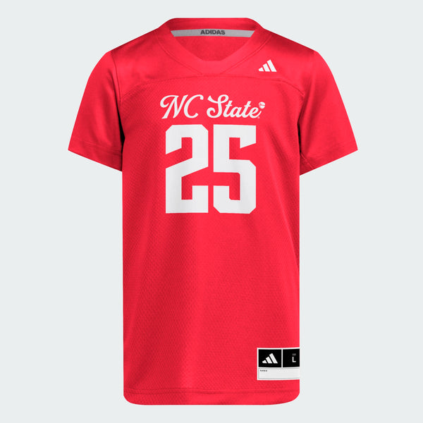 NC State Wolfpack adidas Youth Red 2025 City of Oaks #25 Football Jersey