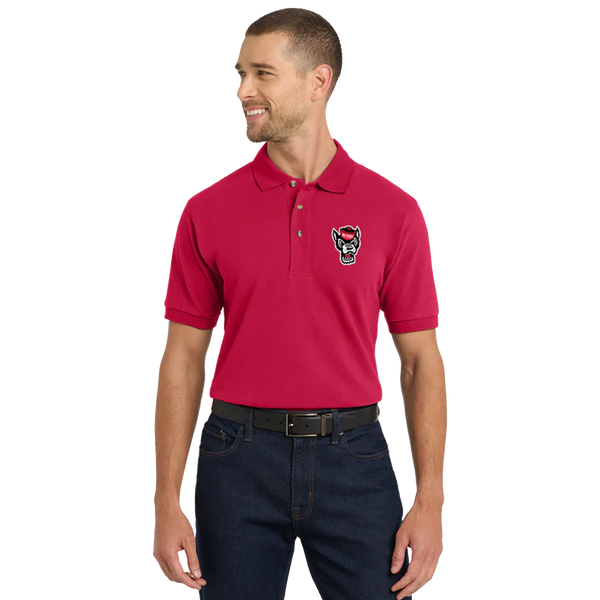 NC State Wolfpack Red Wolfhead Cotton Pique Polo