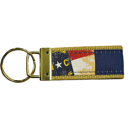 NC State Flag Vintage Ribbon Belt Key Chain