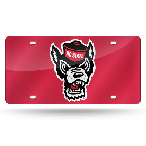 NC State Wolfpack Red Laser Cut Wolfhead License Plate