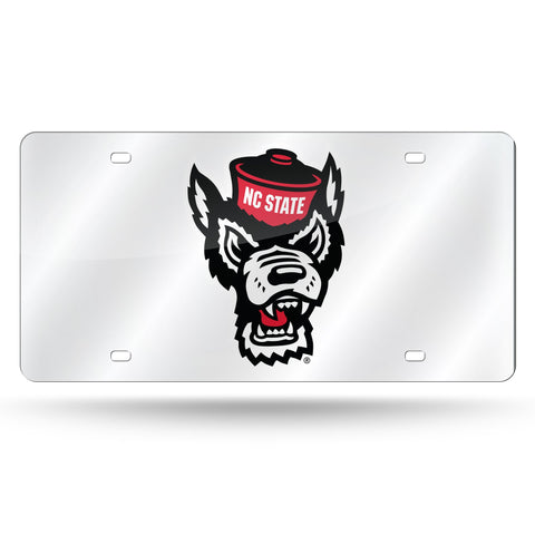 NC State Wolfpack Silver Laser Cut Wolfhead License Plate