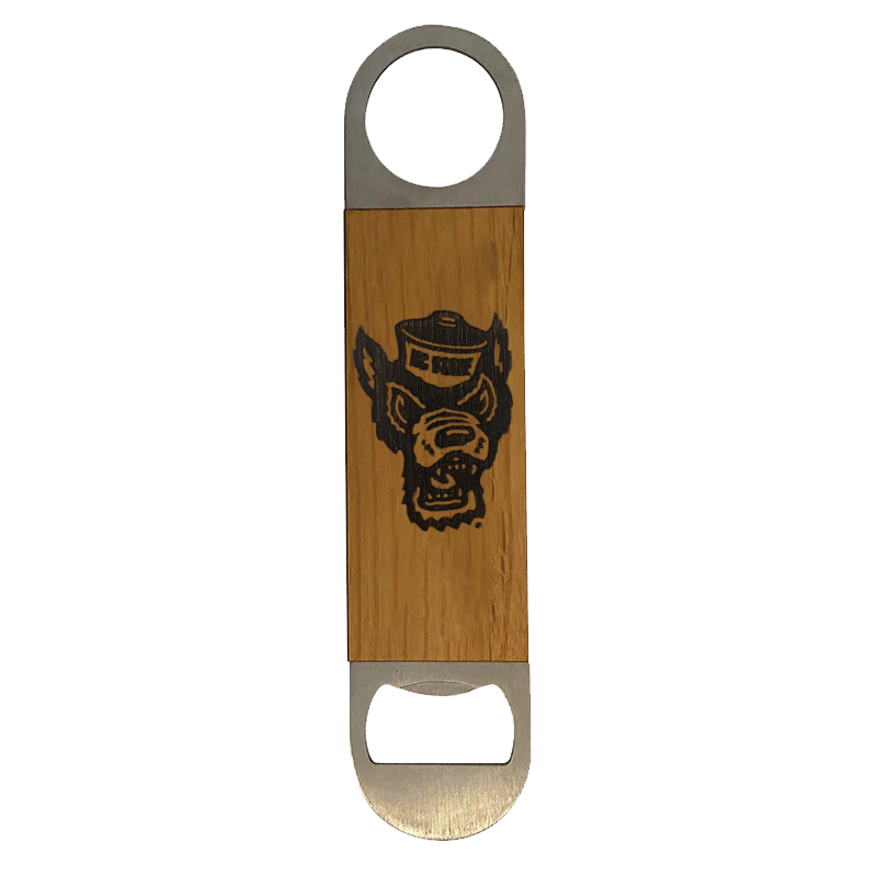 NC State Wolfpack Wolfhead Wooden Magnetic Bottle Opener