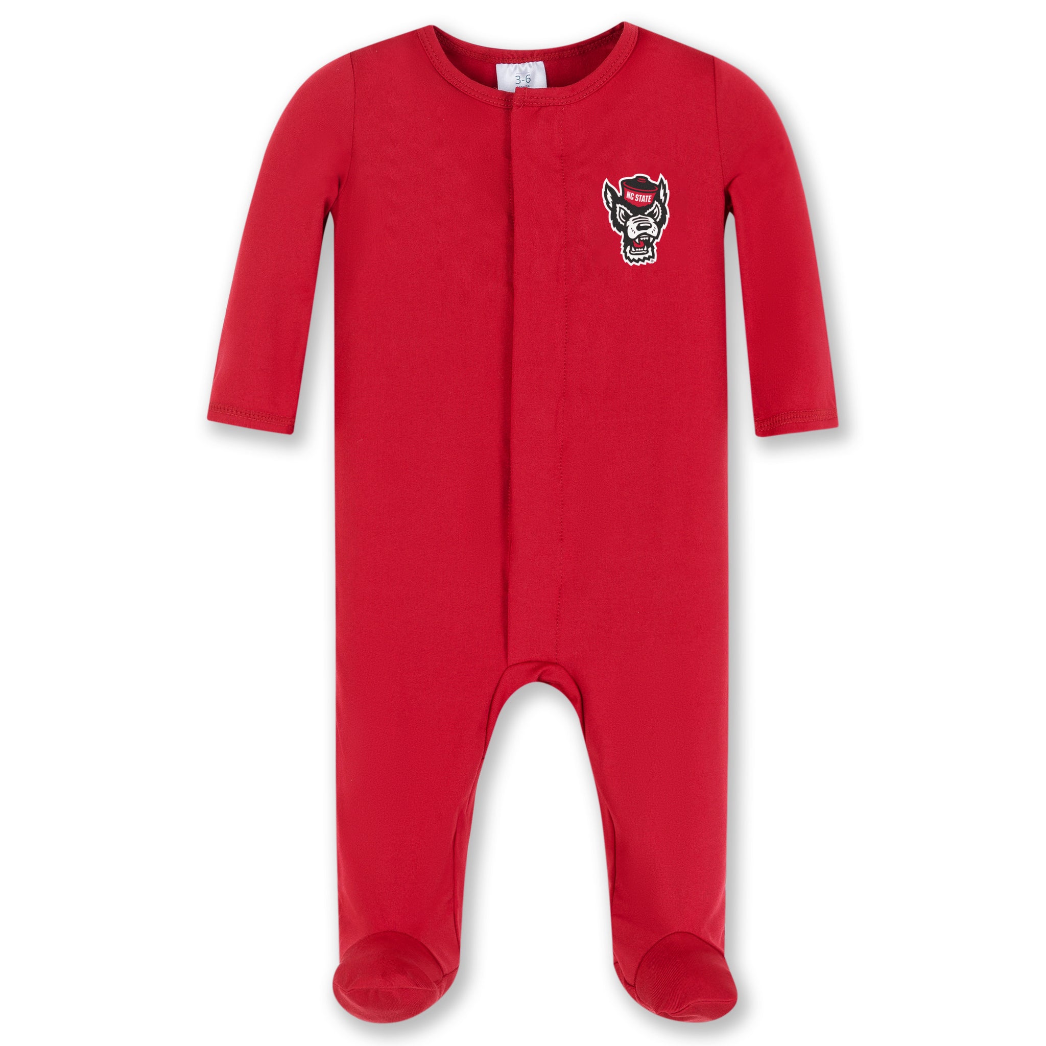 NC State Wolfpack Infant Red Magnetic Closure Wolfhead Footie