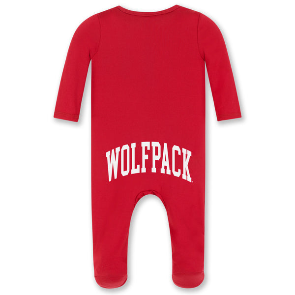 NC State Wolfpack Infant Red Magnetic Closure Wolfhead Footie